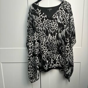 Arna York Collection Bella Overlay Top Black Animal Print Size 18 20